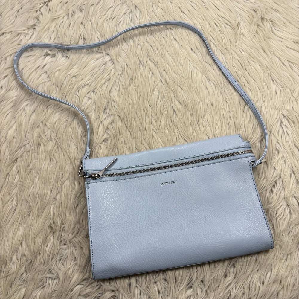 Matt & Nat Dusk Baby Blue Vegan Leather Arta Crossbody Clutch Spring Twee